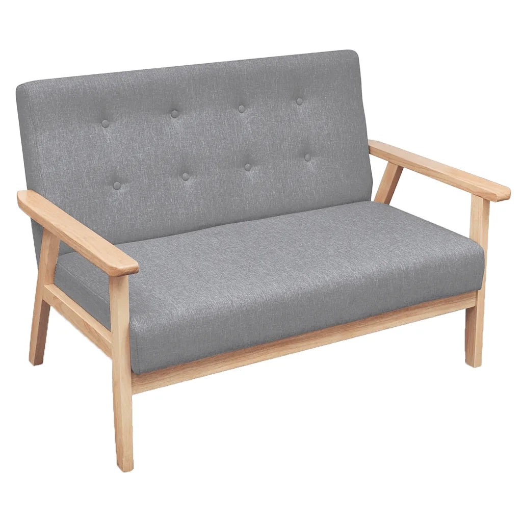 Set di Divano | Divano da soggiorno | Sofa 2 pz in Tessuto Grigio Chiaro