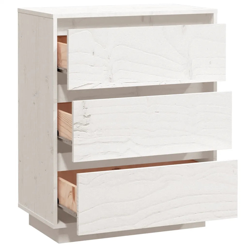 Credenza-Buffet-Armadio da cucina Bianca 60x34x75 cm in Legno Massello di Pino 242557