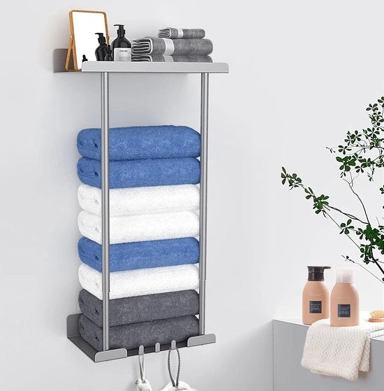 Supporto asciugamano senza perforazione, supporto asciugamano in acciaio inossidabile, supporto asciugamano per parete da colla, supporto asciugamano, supporto asciugamano per cucina, accessorio per bagno per bagno, cucina (grigio)