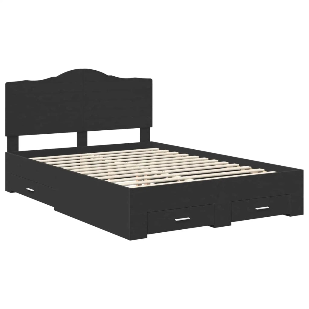 Letto matrimoniale | Letto per adulti | Struttura del letto Nero 140 x 190 cm Legno multistrato