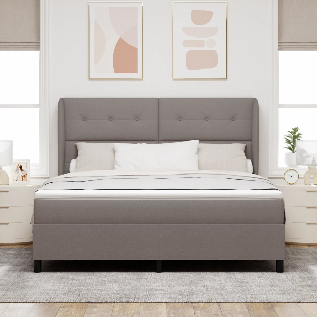 Letto a contenitore con materasso, Tortora, 180x200 cm, Tessuto