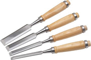 Kit di raschiatori, 4 pezzi, per lavorazione del legno, diverse larghezze 6/12/18/24 mm, con manico in legno, raschiatori in legno, utensili per lavorazione del legno