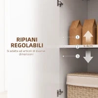 Credenza Moderna Bassa con Ante Ammortizzate e Apertura a Pressione, Ripiani Regolabili, Bianco