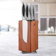 Blocco di misurazione magnetica senza misure, blocco di misurazione magnetica rotante 360° in acacia con inserto di pelo di maiale, organizzatore di coltelli in legno per la cucina, supporto magnetico per coltelli