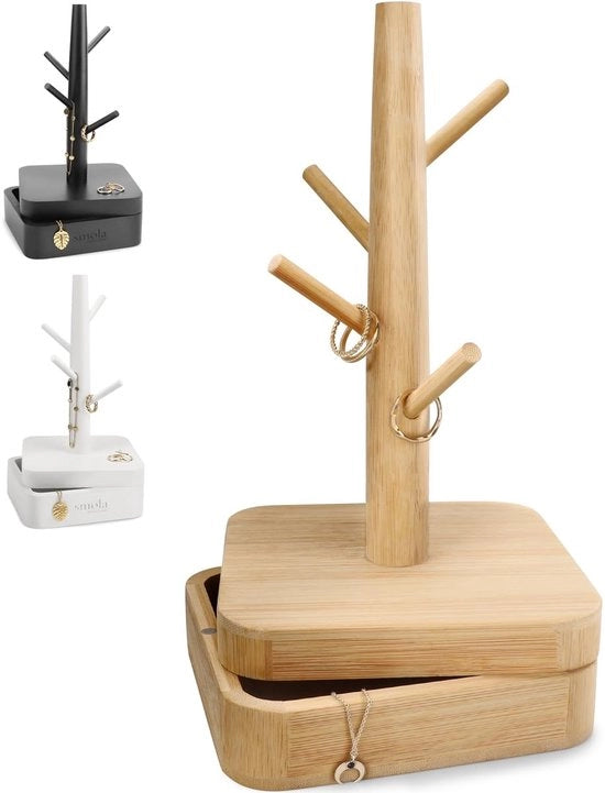Sistema di Organizzazione per Gioielli in Legno con Cassettino di Ripostiglio Decorativo