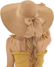 Cappello da sole per donne con bordo largo | Opvouwbaar | Stro Zomerhoed - Kaki 6 7/8-7 3/8