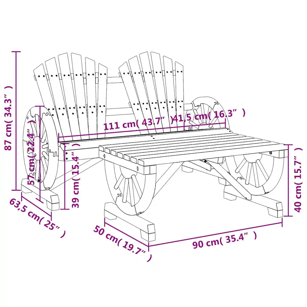 Salotto da Giardino-Set Salotto da Giardino 2 pz in Legno Massello di Abete 953655