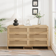 Mobile angolare in rattan - Zephmum- 130cm, 6 cassetti, per soggiorno camera e cucina