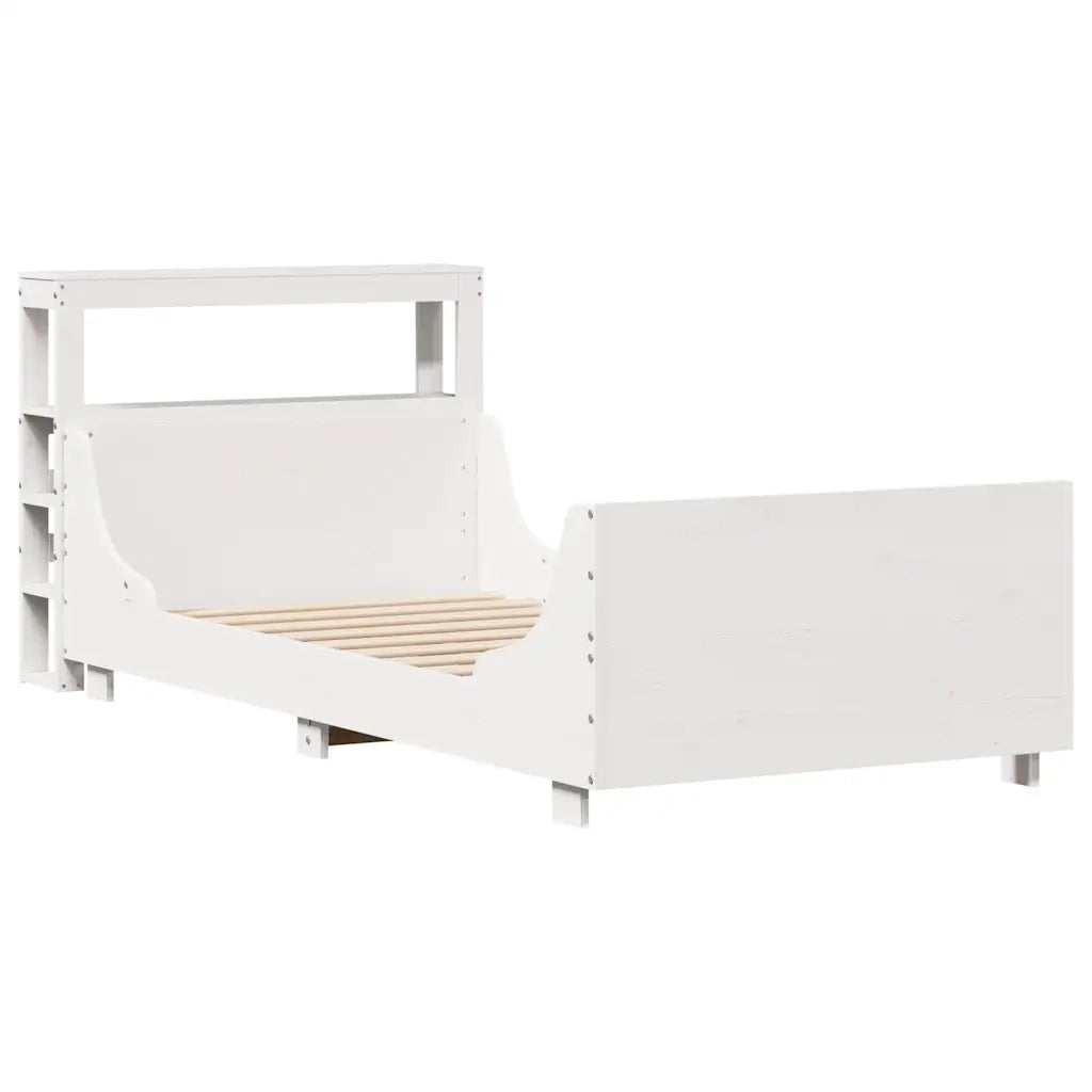 Letto senza Materasso Bianco 75x190 in Legno Massello di Pino 3306484