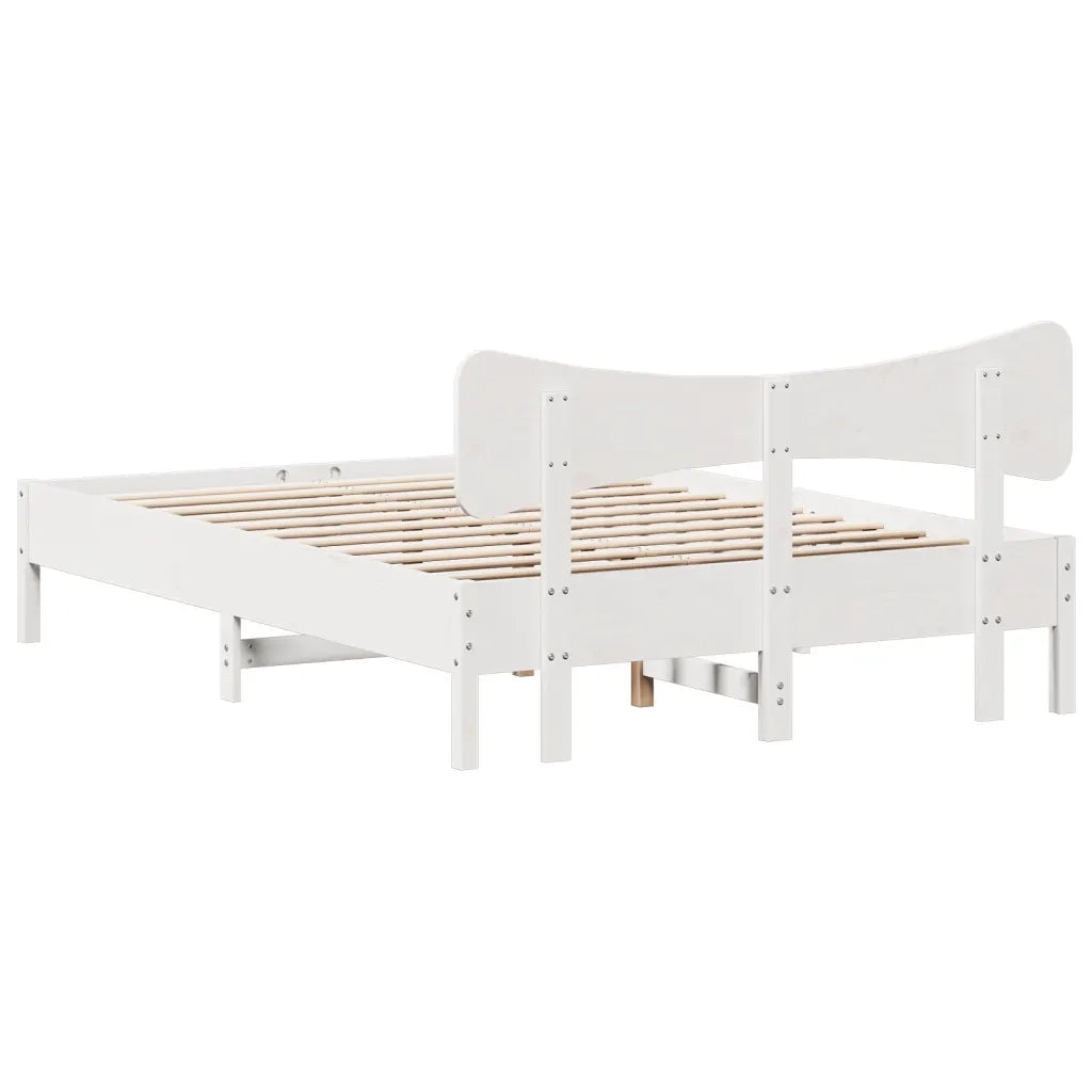 Letto matrimoniale | Letto per adulti | Giroletto senza Materasso Bianco 120x200 cm Legno Massello Pino