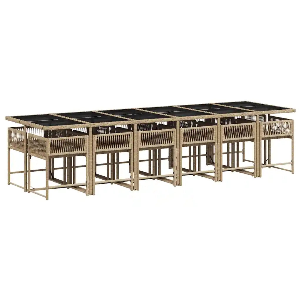 Set da Pranzo da Giardino 13 pz con Cuscini Beige in Polyrattan 3211486
