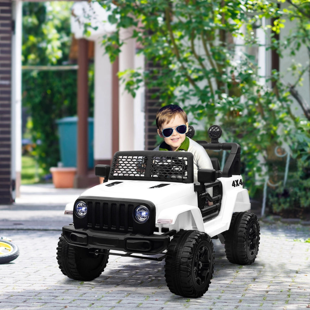 Macchina Elettrica per Bambini Jeep Fuoristrada con Telecomando e 2 Velocit¨¤, 100x65x72 cm, Bianco