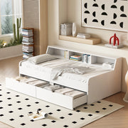 LETTO Daybed 90x200 cm con 2 cassetti e vani contenitore Bianco