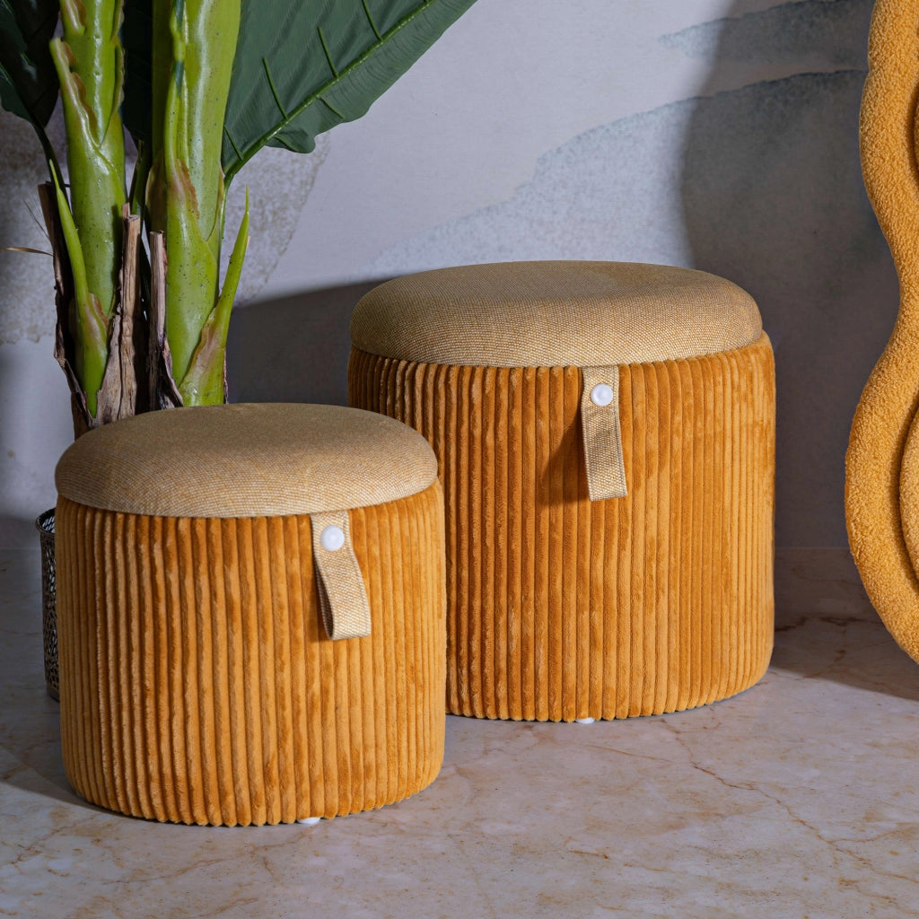 Fianar, Pouf Contenitore set da 2, 38x38x38h cm Arancione