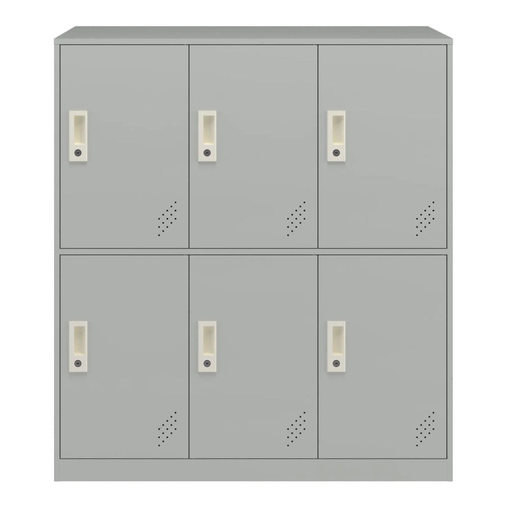 Armadietto in metallo con 6 ante in acciaio laccato 100 x 90 x 40 cm grigio chiaro 03_0009183