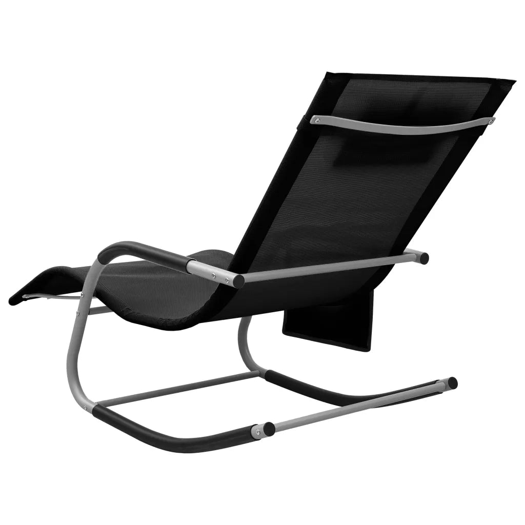 Lettino Prendisole in Textilene Nero e Grigio 310505