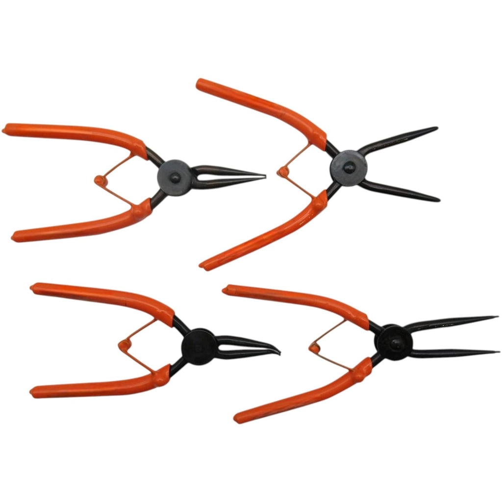 Set 4 Pinze Per Anelli Elastici 7'' Interni/Esterni Dritte/Angolo 90° +custodia