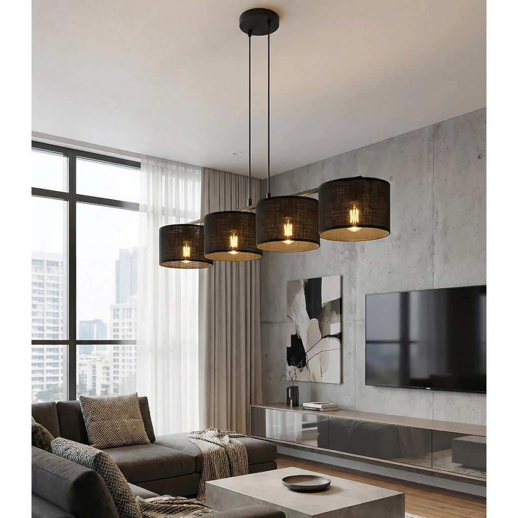 Lampada a sospensione ECO in acciaio nero opaco
