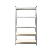 Scaffale in metallo con 5 ripiani in MDF, 180x100x50 cm, 250 kg/ripiano, montaggio senza viti, zincato