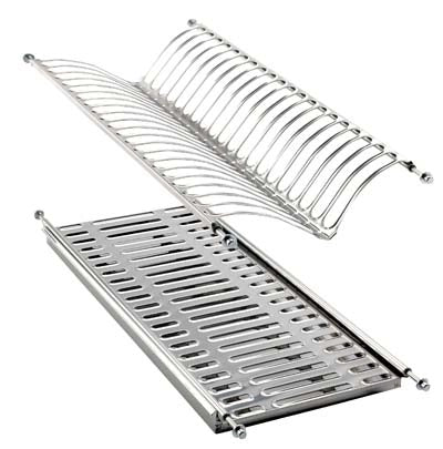 SCOLAPIATTI SCOLABICCHIERI ACCIAIO INOX  CON VASCHETTA L.CM 80