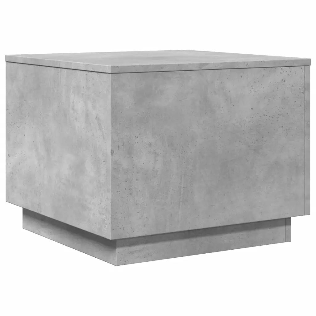 Tavolino da Salotto con Luci LED Grigio Cemento 50x50x40 cm 839871