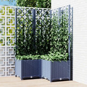 Fioriera da Giardino con Graticcio-Vaso da Esterno-Fioriera con Griglia Grigio Blu 80x80x136 cm PP