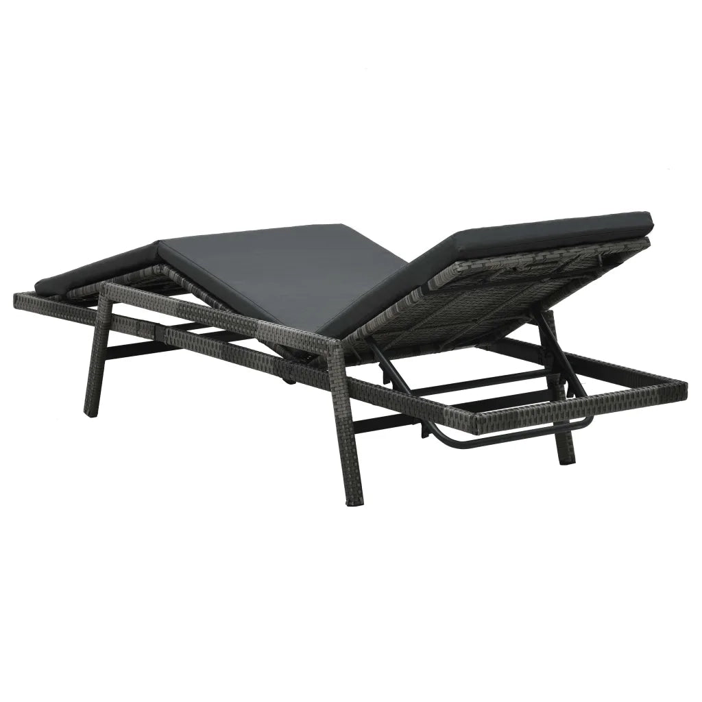 Lettino Prendisole con Cuscino in Polyrattan Grigio cod mxl 26376