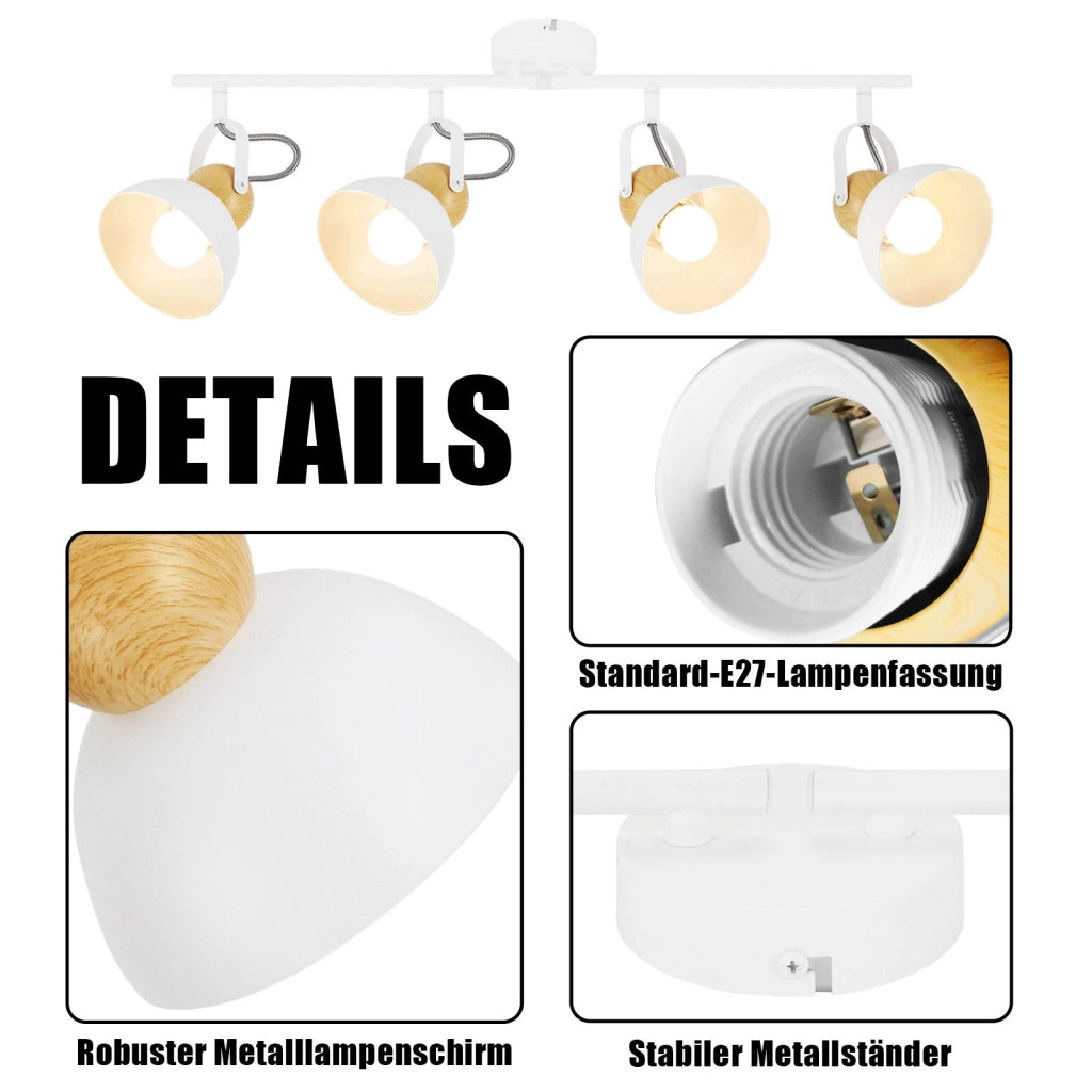 ZMH Faretto da soffitto a 4 luci orientabile a 350° Vintage Plafoniera Soggiorno