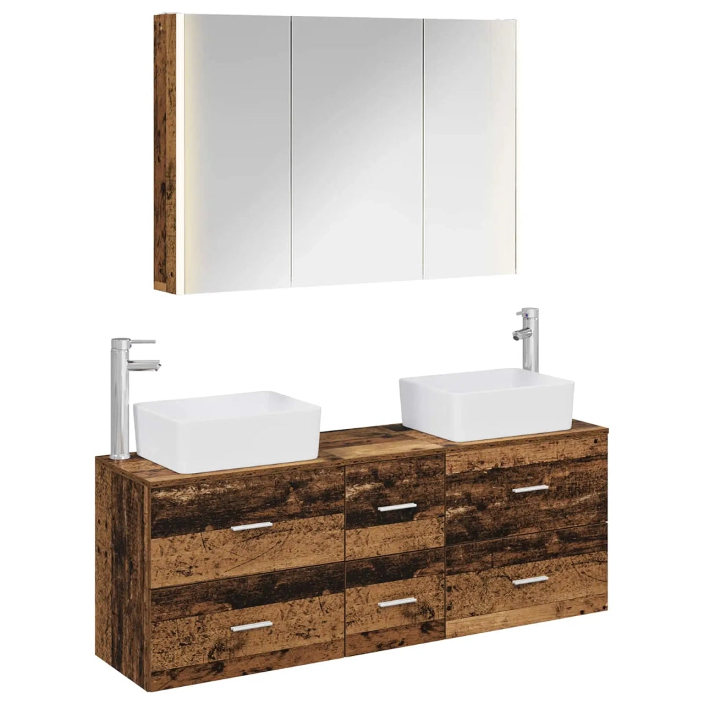 Set di mobili per il bagno 4 pcs Legno antico 3406869