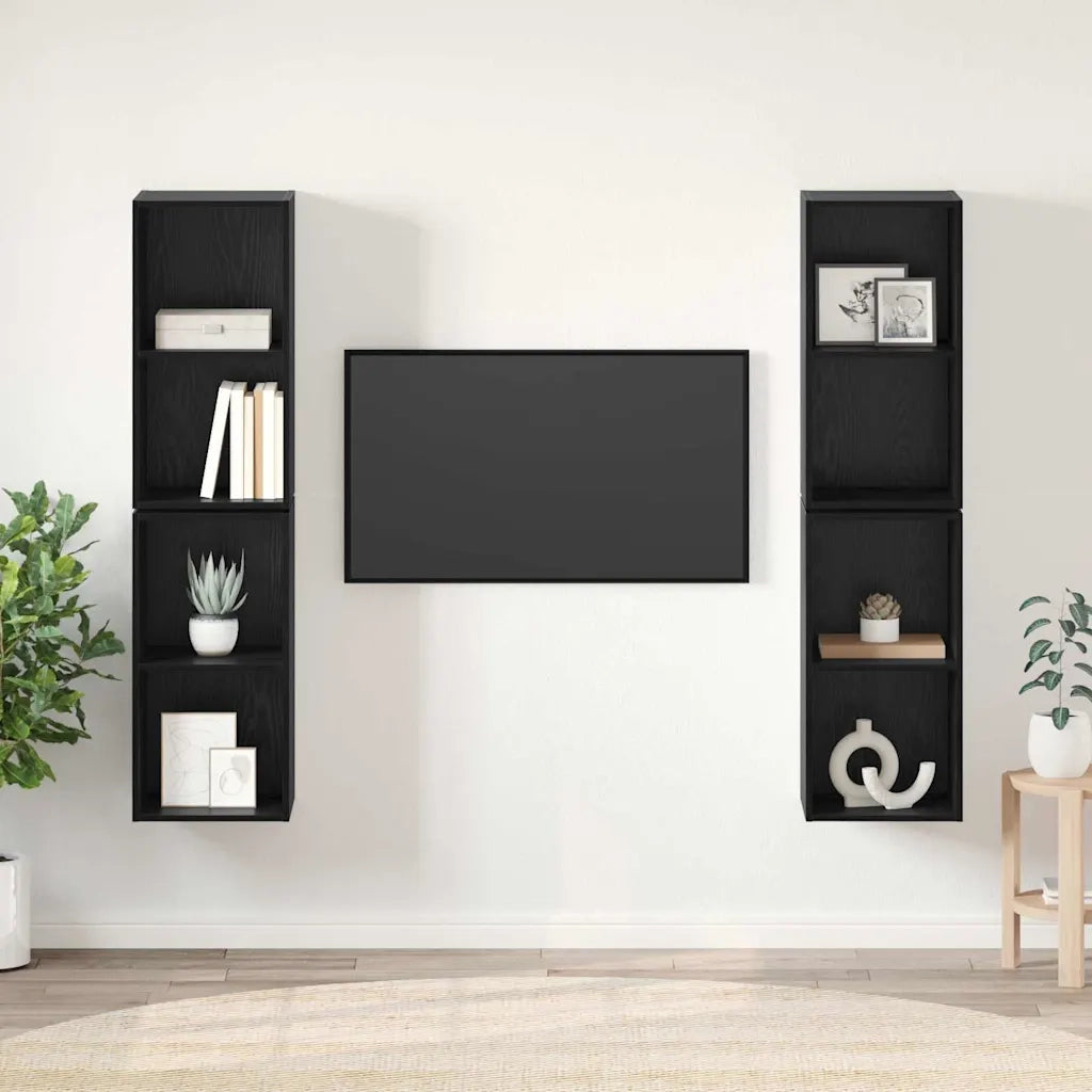 Set mobile TV 4 pcs Rovere Nero 37 x 37 x 72 cm 3393562