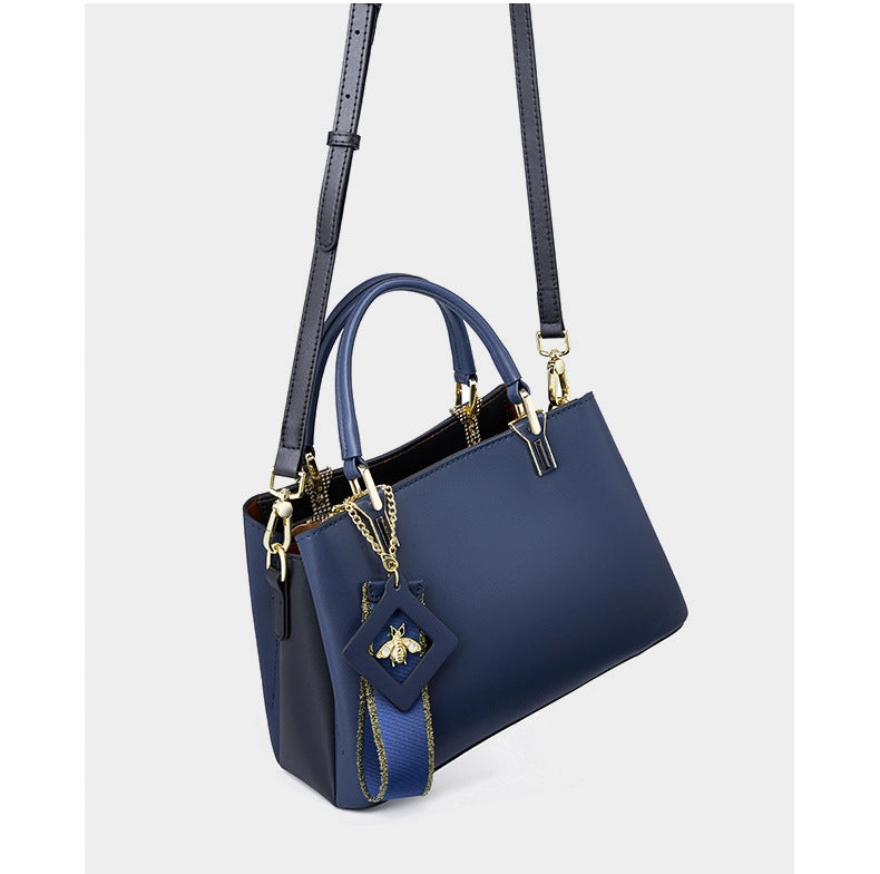 Borse da donna in vera pelle, grandi, firmate, modello a secchiello, colore blu
