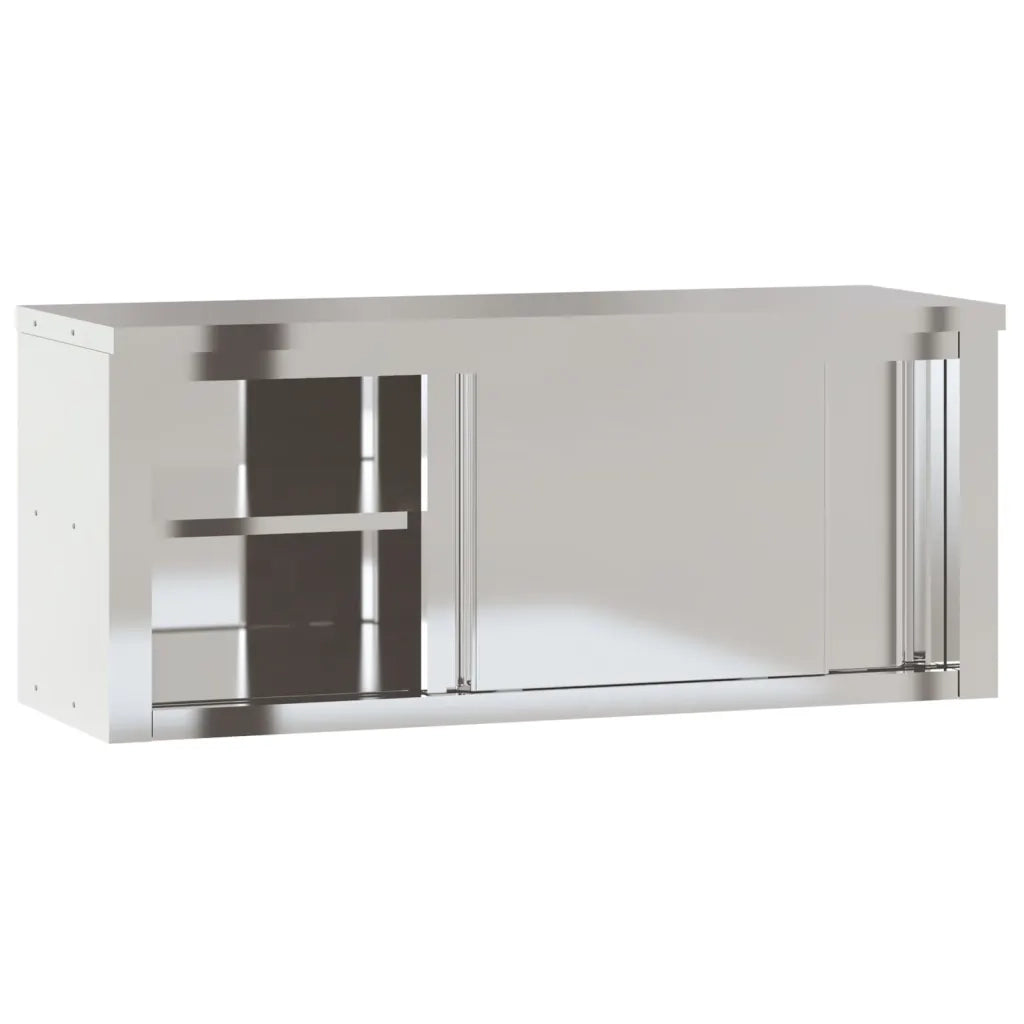 Armadietto a Muro | Mobile Cucina da Parete con Ante Scorrevoli in Acciaio Inox