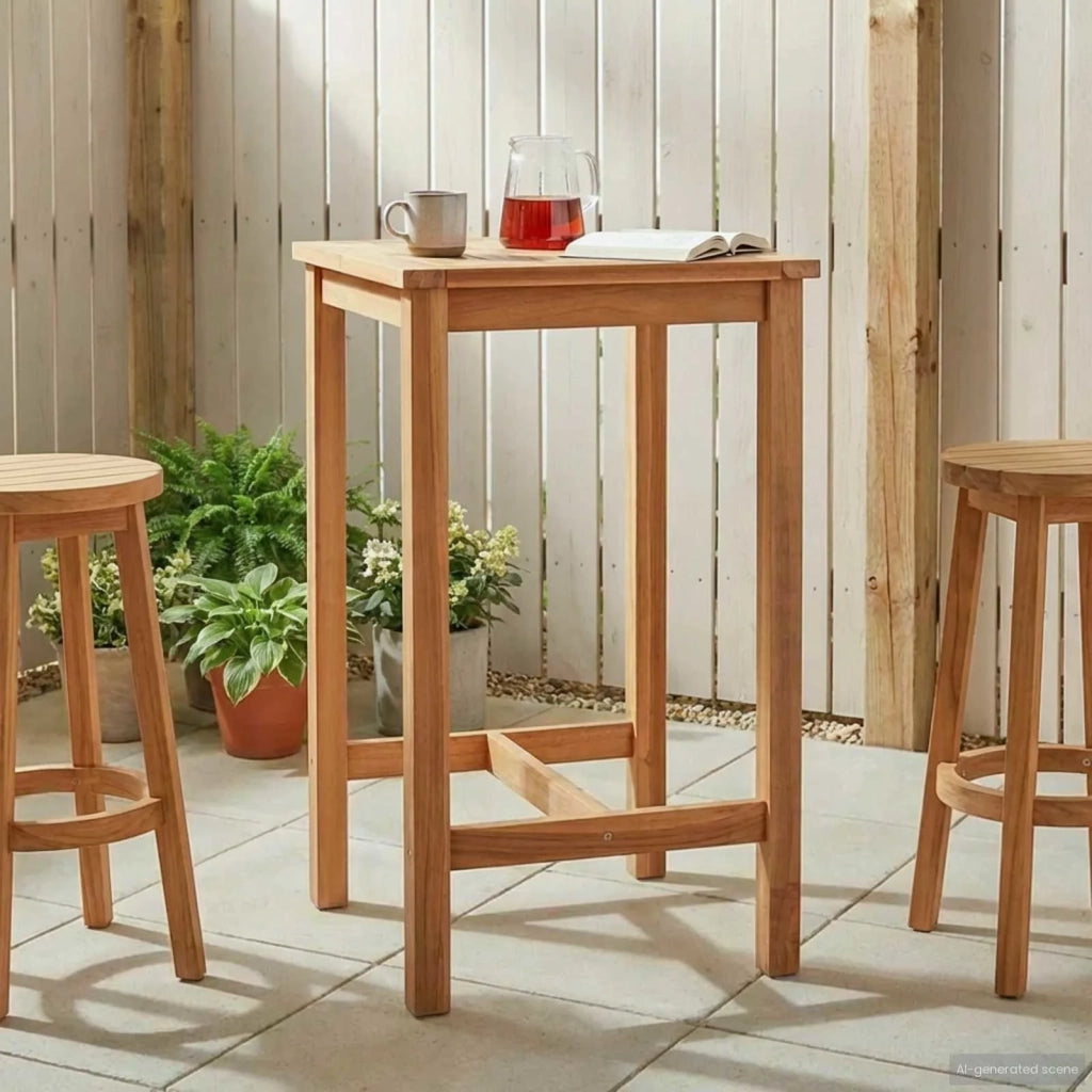 Tavolo da bar Naturale 60 x 60 x 105 cm Teak massello