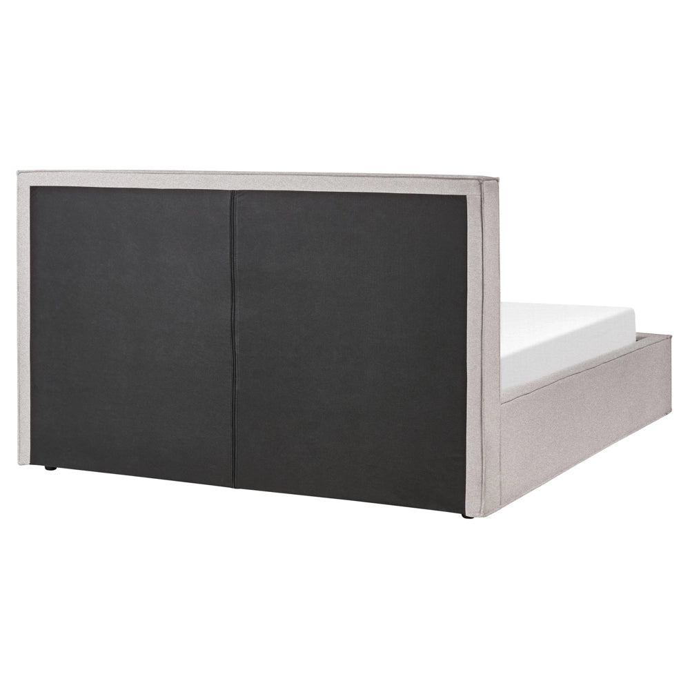 Letto king size 160 x 200 cm Grigio chiaro Rivestimento in tessuto Ottomana di contenitore Telaio a doghe Camera da letto moderna contemporanea