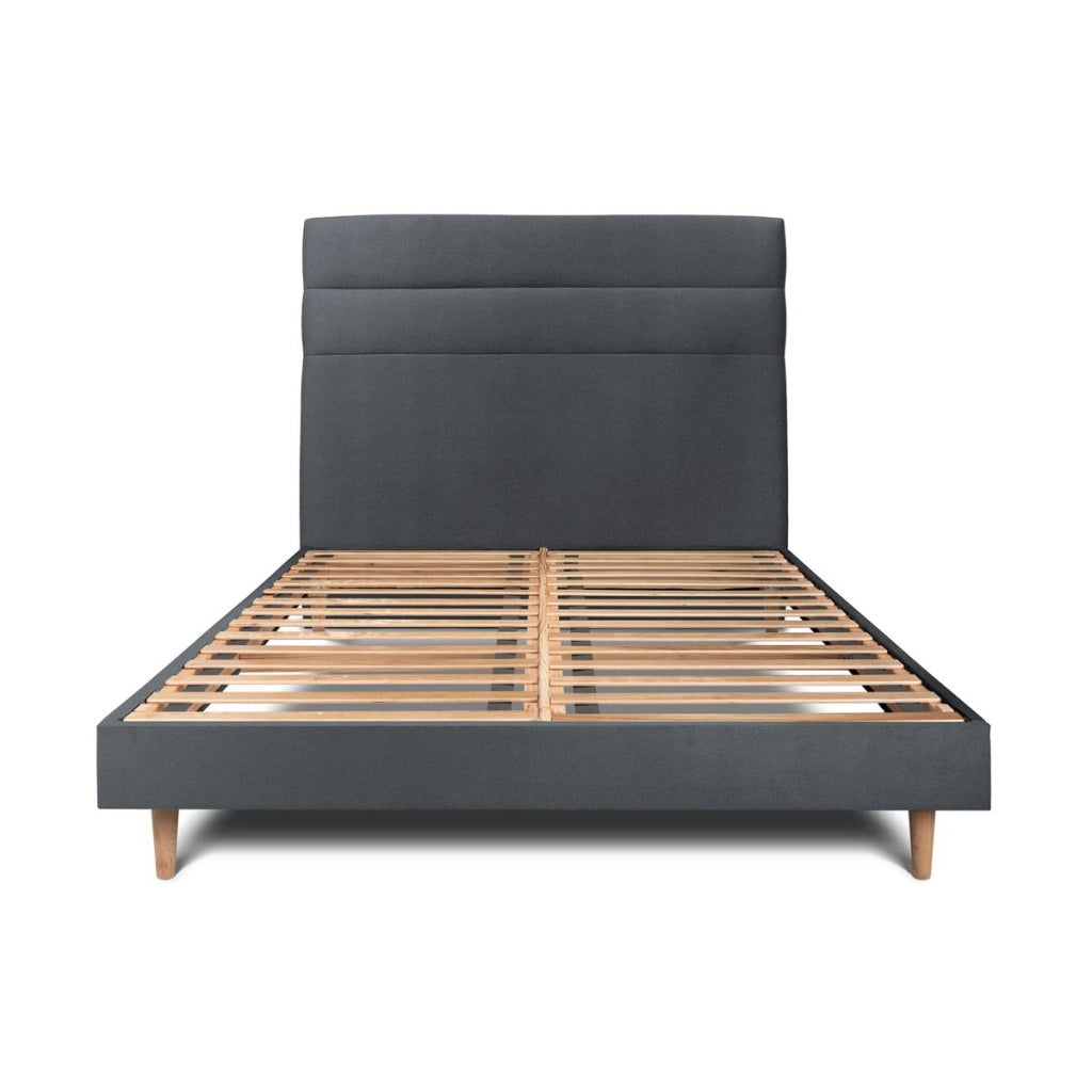 Letto 135x190 cm con testiera in linea - Tessuto velluto