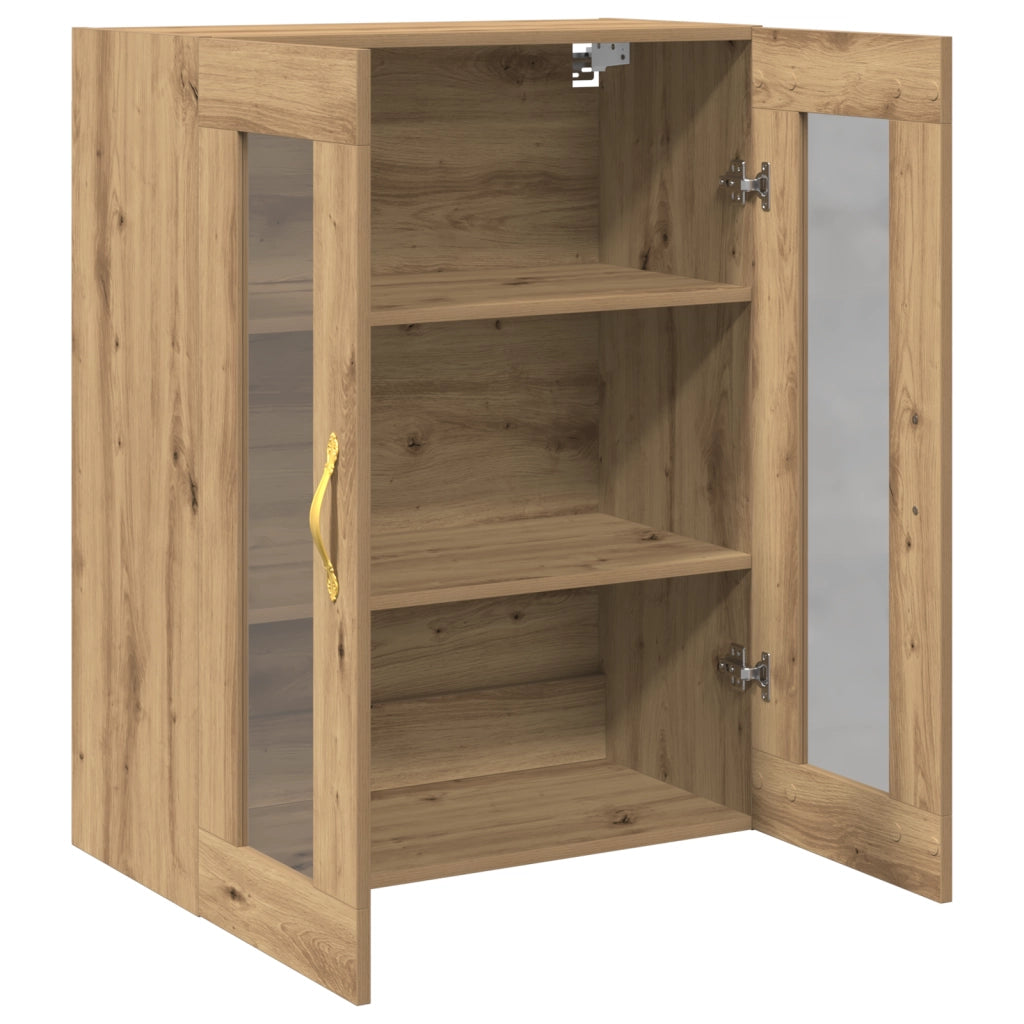 Armadio da muro con ante in vetro in rovere artigianale 69,5x34x90 cm
