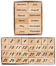 Set di timbri in legno da 44 pezzi - numeri 0/31 - timbri mensili - timbri decorativi - ideali per scrapbooking - postali