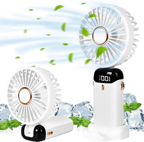 Ventilatore portatile con batteria USB ventilatore portatile 4200 mAh 5 velocità ventilatore manuale pieghevole per ufficio viaggi outdoor bianco