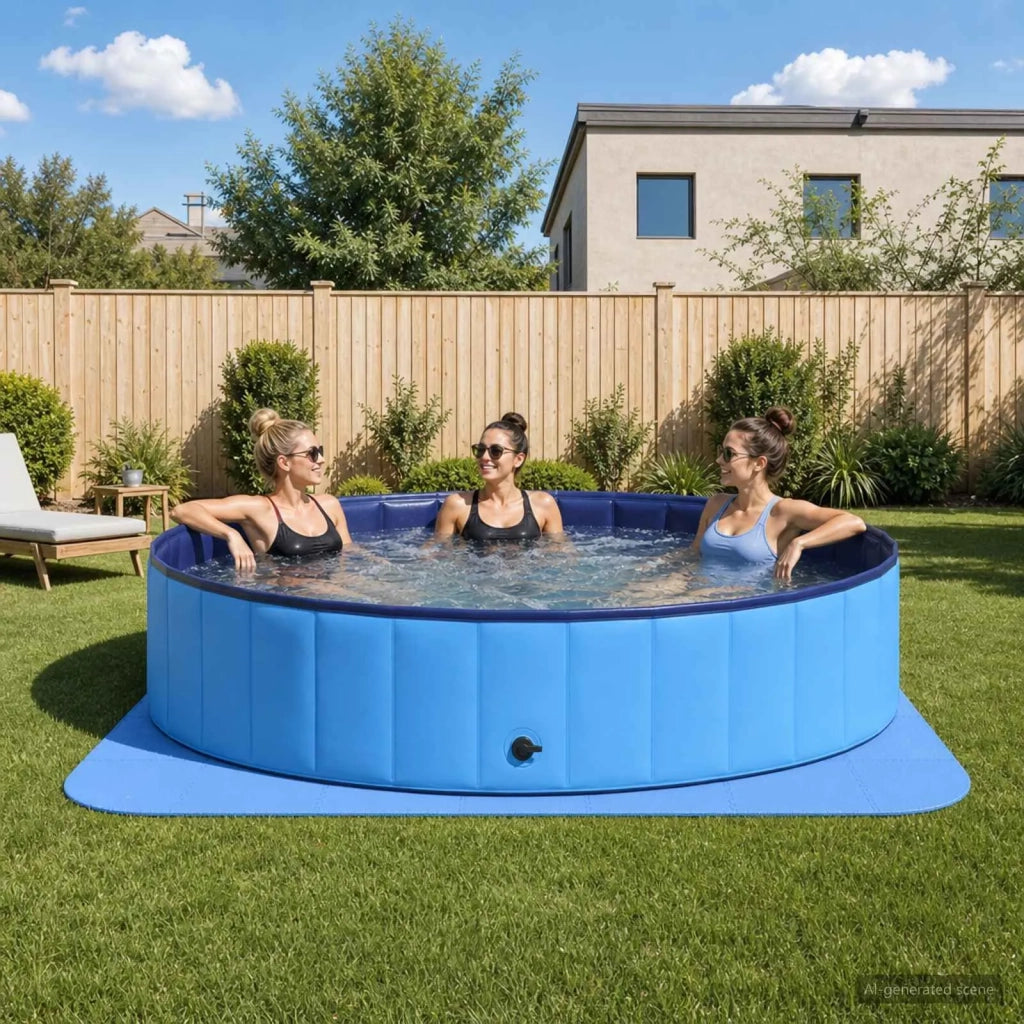 Tappetino per piscina 49 pz Ø 408 cm Rotondo Schiuma EVA Blu 42042644