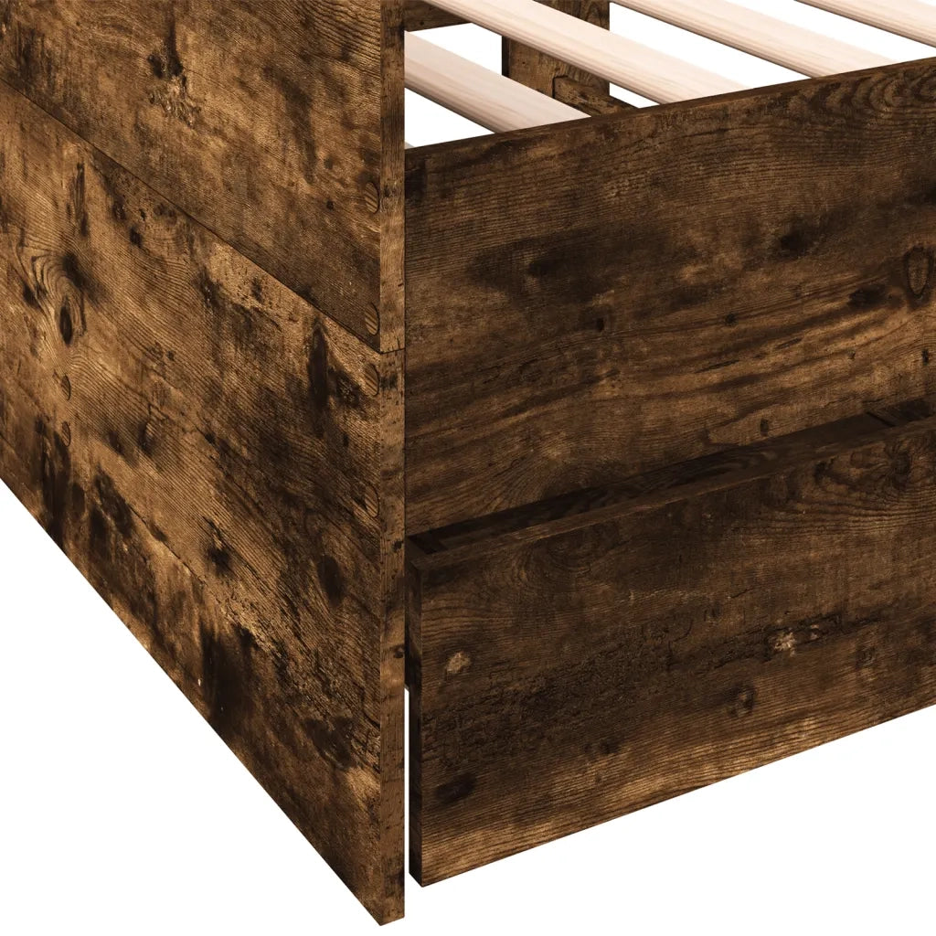 Divano Letto con Cassetti senza Materasso Rovere Fumo 75x190 cm 3280836