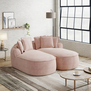 Divano modulare senza struttura a due moduli convertibile in letto con design ergonomico e cuscini in ciniglia rosa