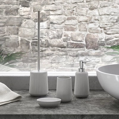 Portascopino d'appoggio grigio Gedy serie Marika in ceramica