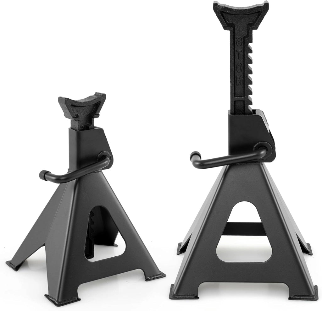 SOARS Set di 2 candeline a cremagliera 6T, altezza regolabile da 360 a 585 mm, supporto robusto in metallo di alta qualità, per auto, roulotte, SUV, nero