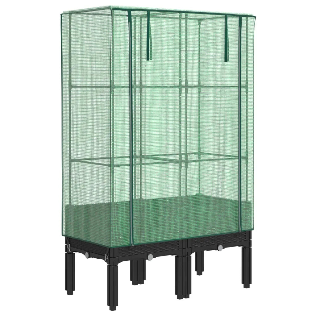 Fioriere | Cassetta per fiori | Letto Rialzato con Copertura Serra Effetto Rattan 80x40x140 cm