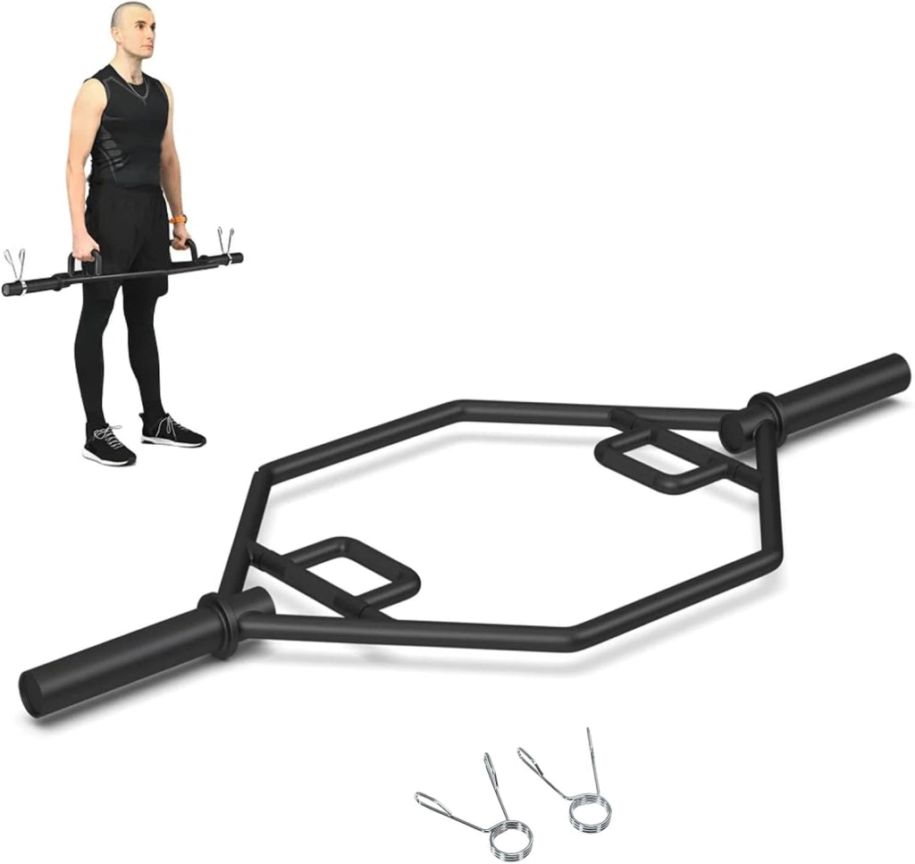 Trap Bar, Manubrio Esagonale con Manico Pieghevole, Barbell Barra Olimpica, Hex Bar Deadlift in Acciaio con Chiusura a Molla, fino a 363 kg per Casa e Palestra, Ø 50 mm