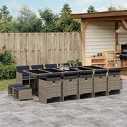 Set da pranzo da giardino da 15 pz con Cuscini in Polyrattan Grigio 3277764