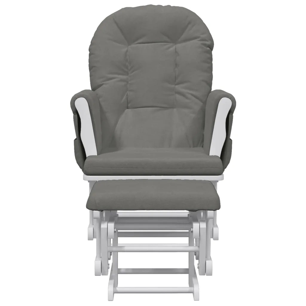 Poltrona | Sedia Relax Glider con Sgabello Grigio Scuro in Tessuto