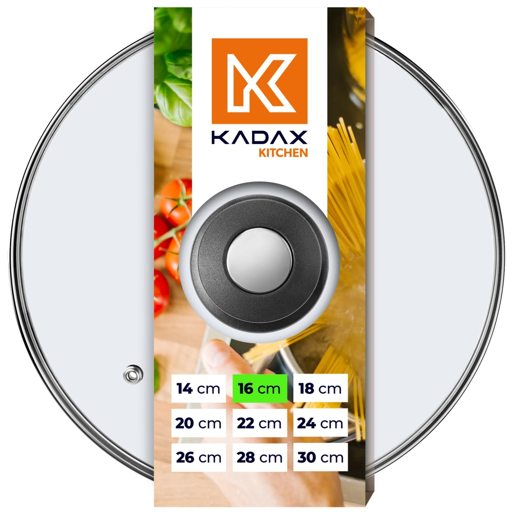 Coperchio in vetro KADAX da 16 cm, universale, resistente al calore, per pentole e padelle.