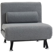 Poltrona letto, sedia pieghevole con funzione letto, schienale regolabile, grigio scuro