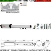 Motore Elettromeccanico Attuatore 220 V Corsa 500 mm Ricambio Cancello Automatico Anta 3 Metri Chiave Sblocco Originale Securvera Finecorsa Meccanici Kit Staffe Bulloni Condensatore 16 µF 400V Misure 1010X88X88 mm Compatibile Came Proteco